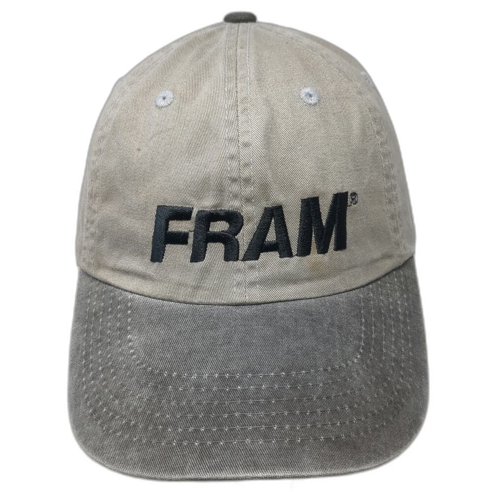 Port Authority Baseball Cap Beige Gray One Size FRAM Two-Tone Embroidered Hat